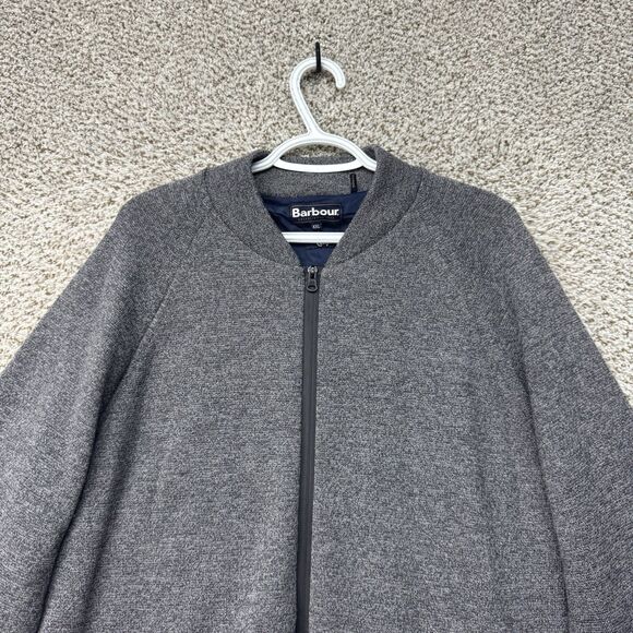 Barbour Jacket Men XXL Weather Comfort Wool Full Zip Lined Gray Knit Heavyweight - Picture 3 of 16